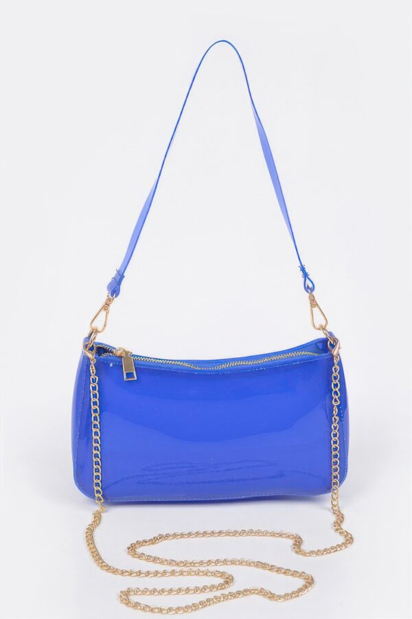 Glimmer Clear PVC Shoulder Bag with Gold Chain