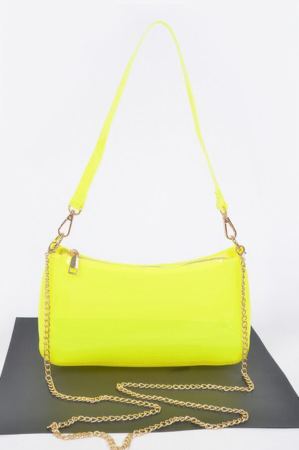 Glimmer Clear PVC Shoulder Bag with Gold Chain
