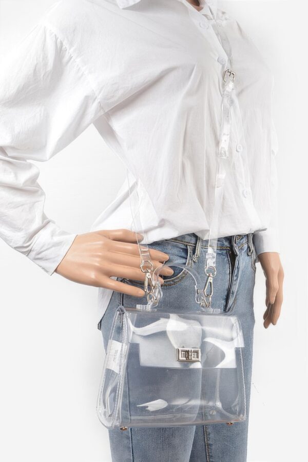 Transparent Single-Handle Clutch – PVC & Metal Details