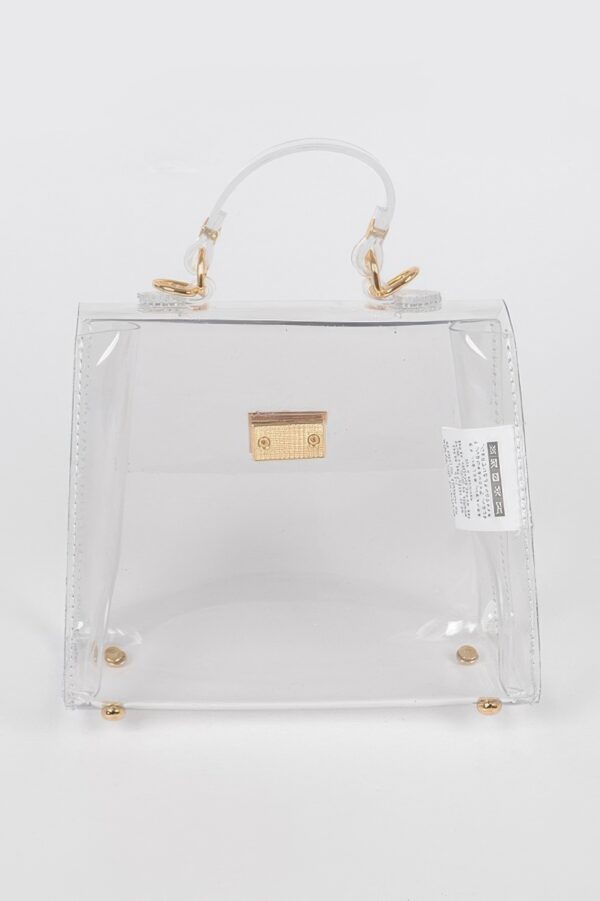 Transparent Single-Handle Clutch – PVC & Metal Details
