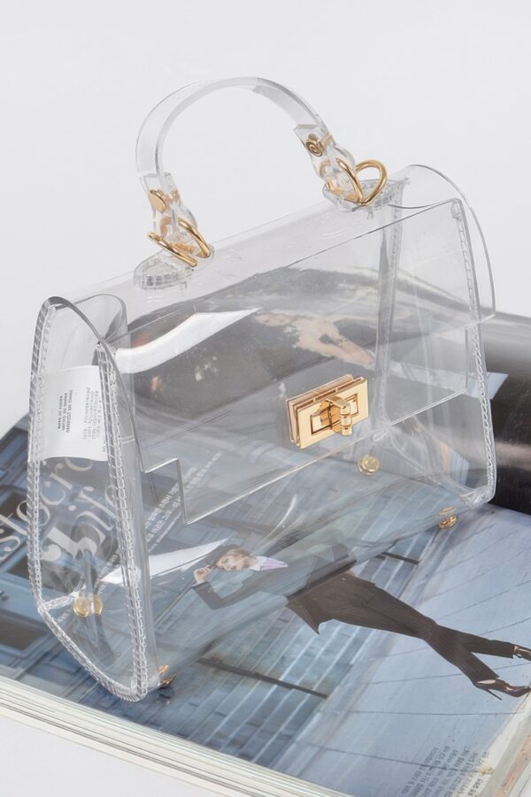 Transparent Single-Handle Clutch – PVC & Metal Details