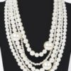 Layered Faux Pearl Necklace Set with Earrings