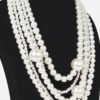 Layered Faux Pearl Necklace Set with Earrings