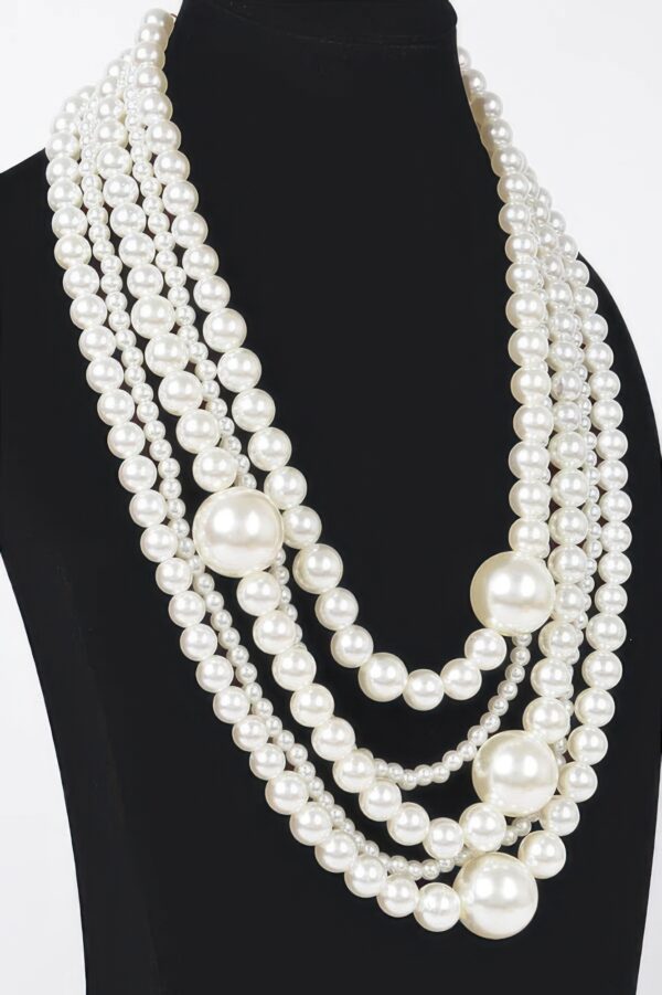 Layered Faux Pearl Necklace Set with Earrings