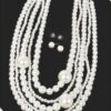 Layered Faux Pearl Necklace Set with Earrings