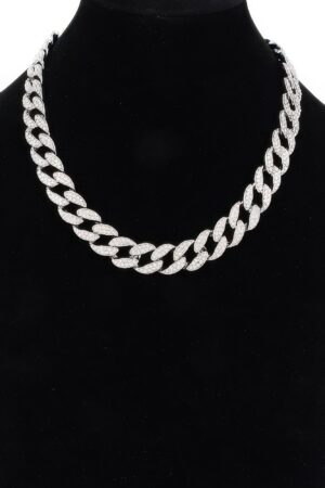 Hammered Silver-Tone Chain Necklace – 17″ Length
