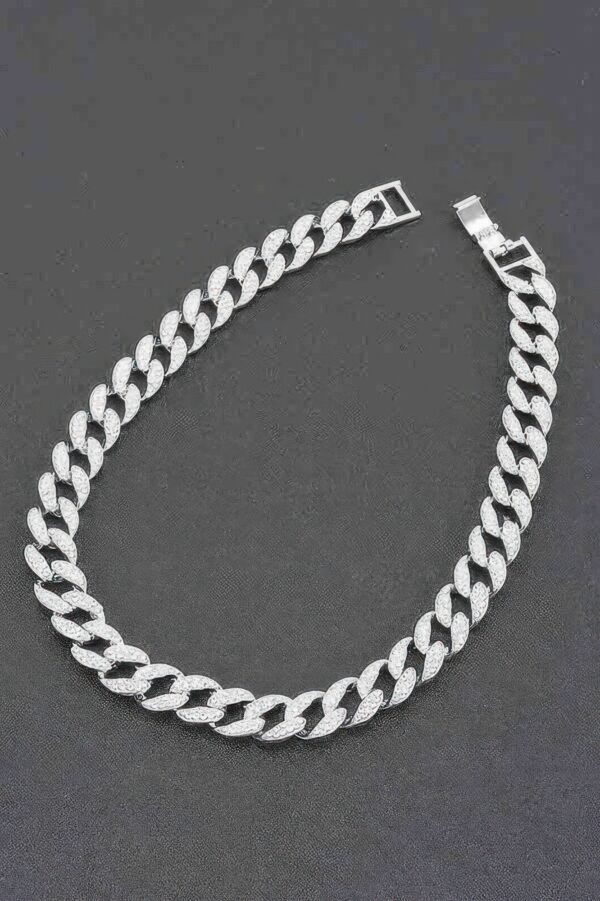 Hammered Silver-Tone Chain Necklace – 17″ Length