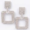 Rhinestone Square Drop Earrings – Gold Tone