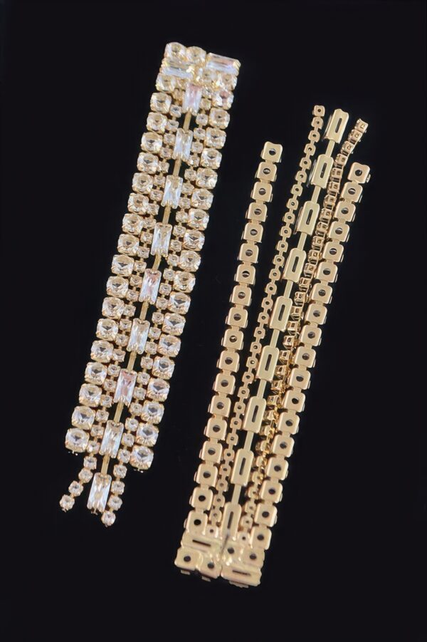 Rhinestone Drop Earrings – Gold-Tone Elongated