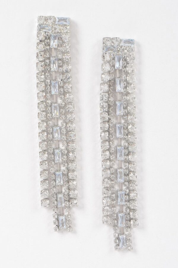 Rhinestone Drop Earrings – Gold-Tone Elongated