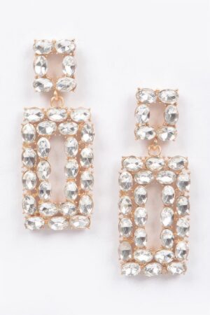 Rhinestone Rectangle Earrings – Colorful Crystal Accents