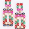 Rhinestone Rectangle Earrings – Colorful Crystal Accents
