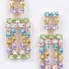 Rhinestone Rectangle Earrings – Colorful Crystal Accents