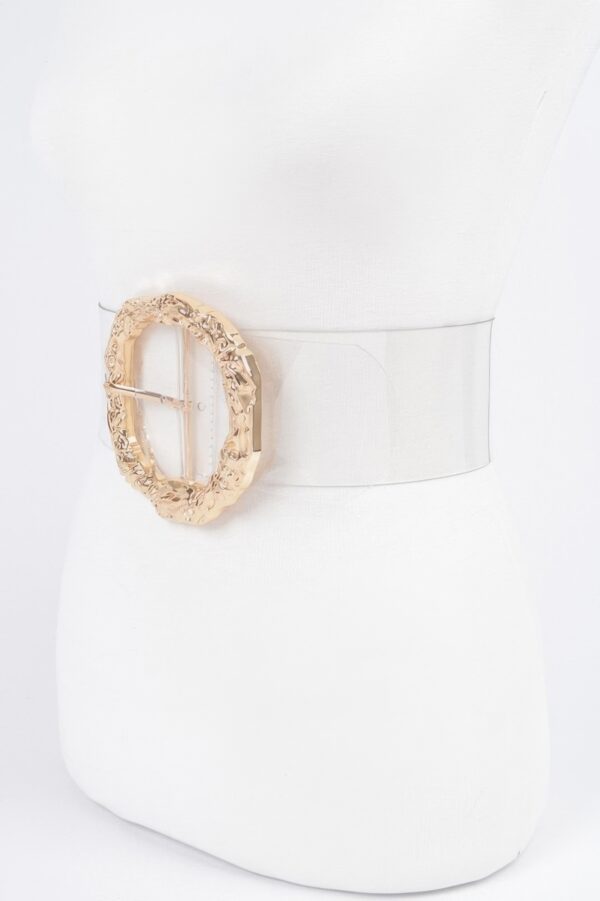 Clear PVC Belt with Vintage Round Metal Buckle – Plus Size