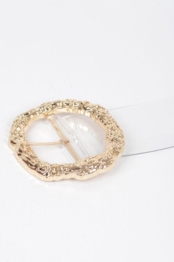 Clear PVC Belt with Vintage Round Metal Buckle – Plus Size