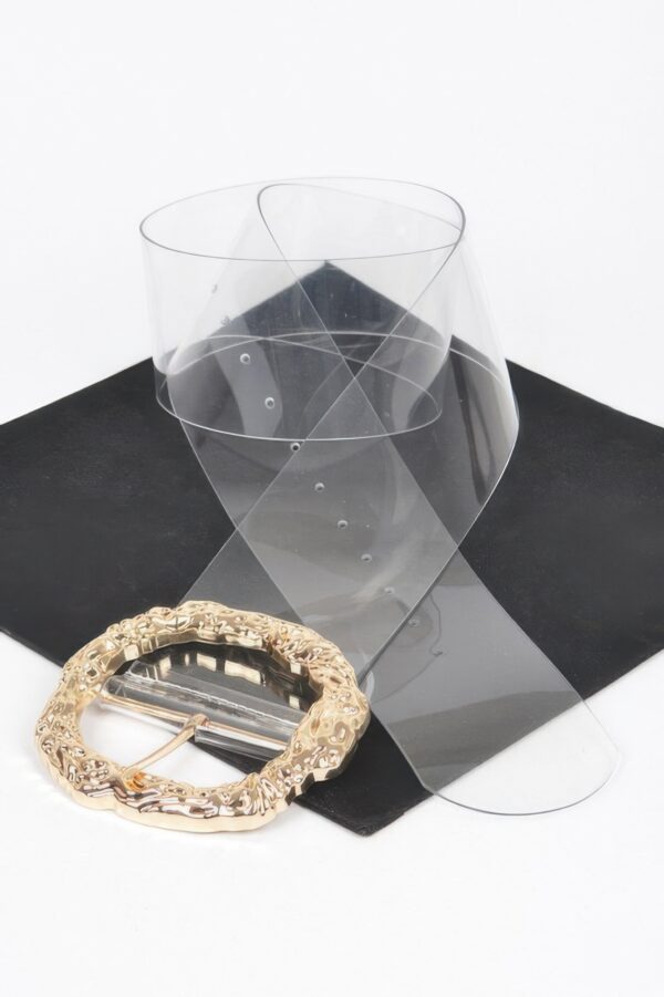 Clear PVC Belt with Vintage Round Metal Buckle – Plus Size