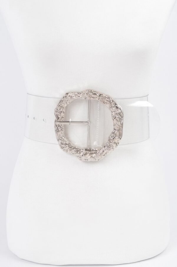 Clear PVC Belt with Vintage Round Metal Buckle – Plus Size