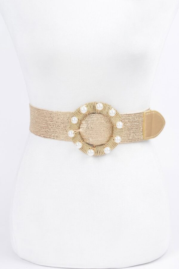 Pearl-Accent Metallic Stretch Plus-Size Belt