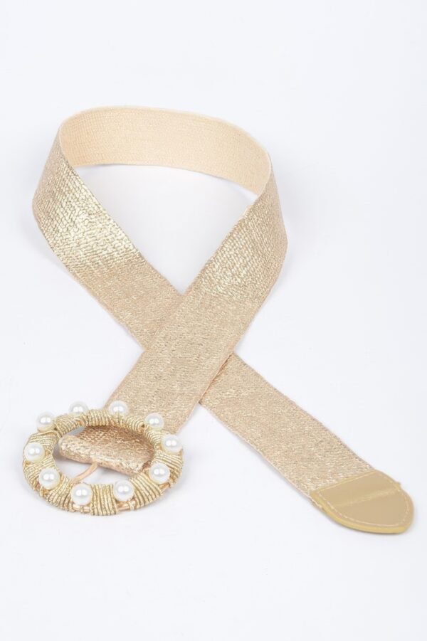 Pearl-Accent Metallic Stretch Plus-Size Belt