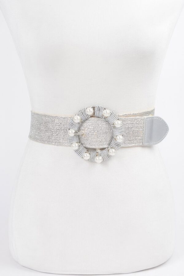 Pearl-Accent Metallic Stretch Plus-Size Belt