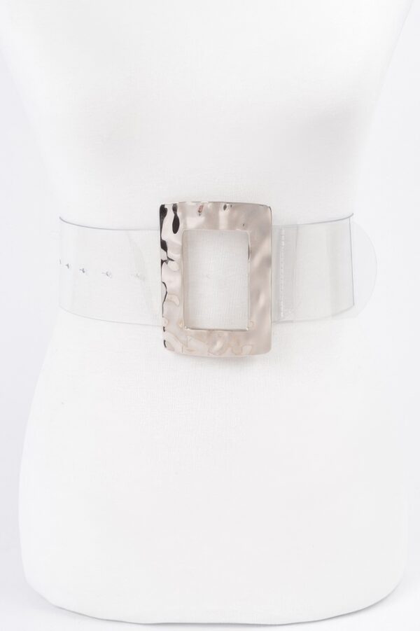 Clear PVC Belt with Rectangle Metal Buckle – Plus Size