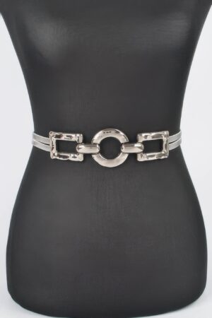 Plus-Size Stretch Belt with Hammered Metal Buckle