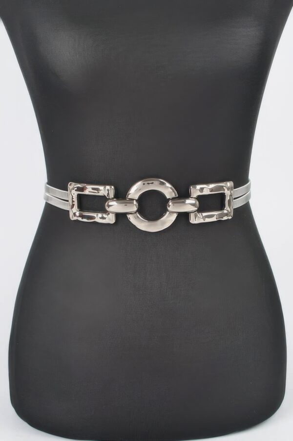 Plus-Size Stretch Belt with Hammered Metal Buckle