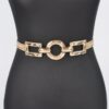Plus-Size Stretch Belt with Hammered Metal Buckle