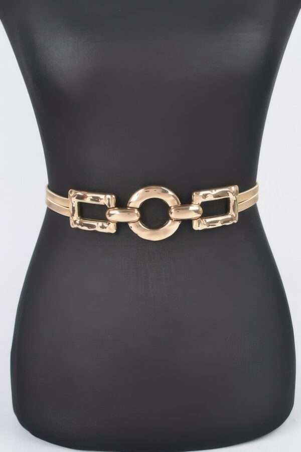 Plus-Size Stretch Belt with Hammered Metal Buckle