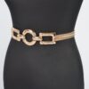 Plus-Size Stretch Belt with Hammered Metal Buckle