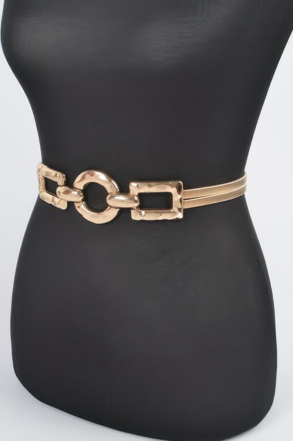 Plus-Size Stretch Belt with Hammered Metal Buckle