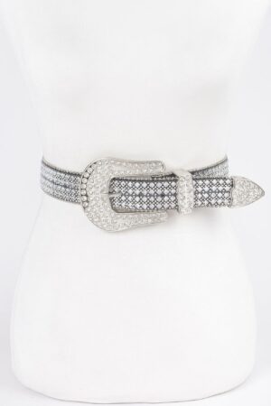 Plus-Size Rhinestone Western Belt – Clear PVC, Crystal Buckle