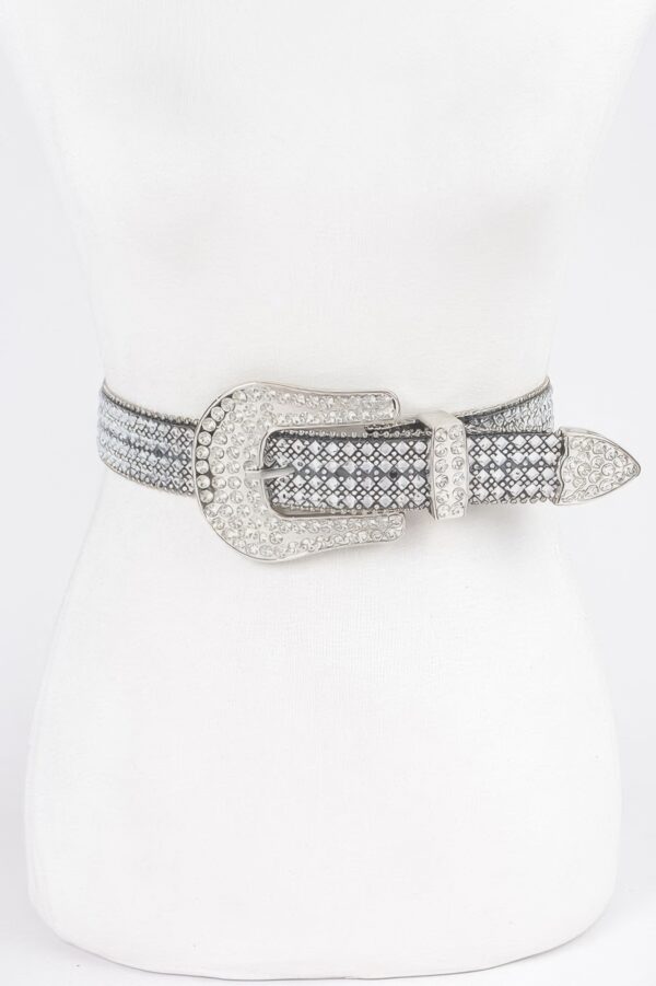 Plus-Size Rhinestone Western Belt – Clear PVC, Crystal Buckle