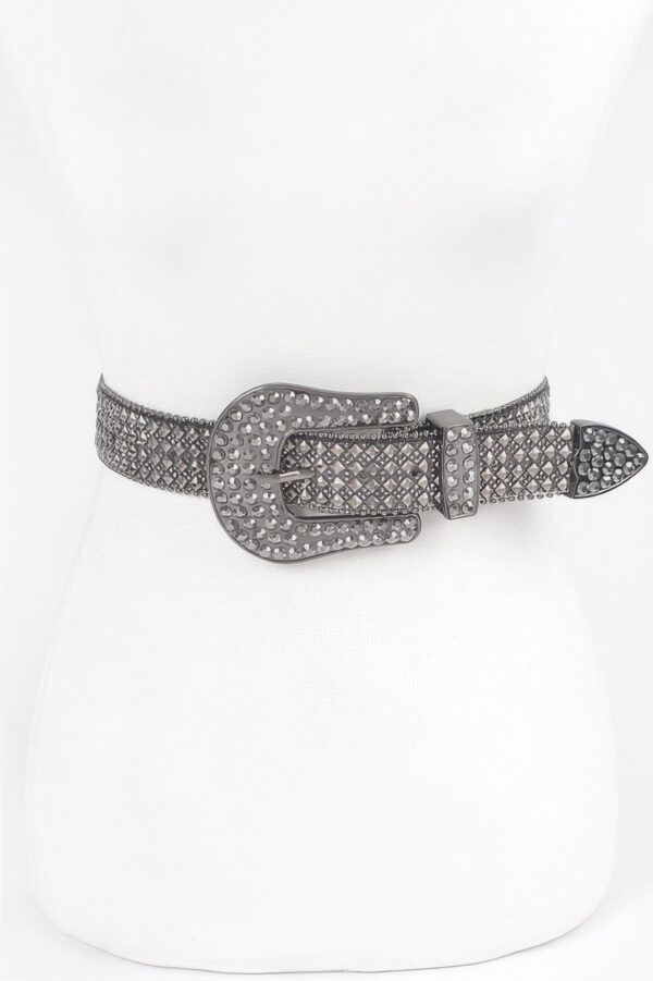 Plus-Size Rhinestone Western Belt – Clear PVC, Crystal Buckle