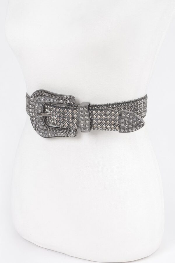 Plus-Size Rhinestone Western Belt – Clear PVC, Crystal Buckle