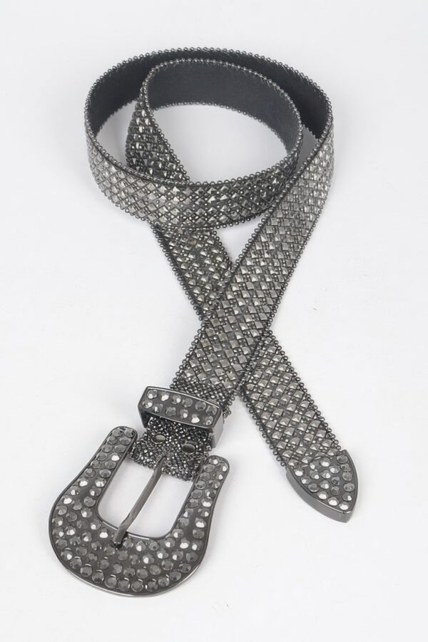 Plus-Size Rhinestone Western Belt – Clear PVC, Crystal Buckle