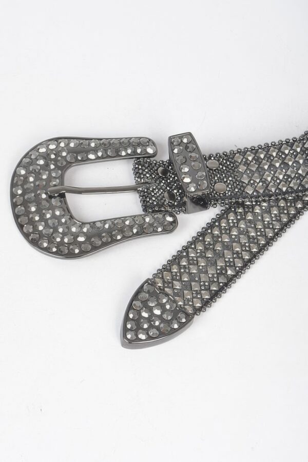 Plus-Size Rhinestone Western Belt – Clear PVC, Crystal Buckle