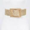 Wide Square-Buckle Plus-Size Belt, Gold-Tone