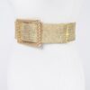 Wide Square-Buckle Plus-Size Belt, Gold-Tone