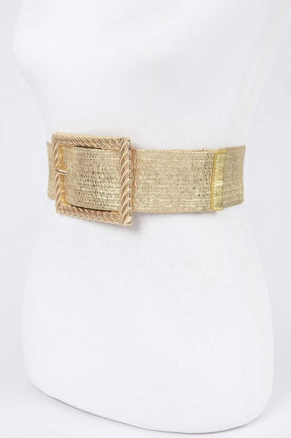 Wide Square-Buckle Plus-Size Belt, Gold-Tone