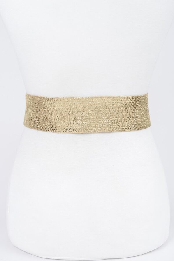 Wide Square-Buckle Plus-Size Belt, Gold-Tone