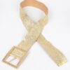 Wide Square-Buckle Plus-Size Belt, Gold-Tone