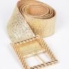 Wide Square-Buckle Plus-Size Belt, Gold-Tone