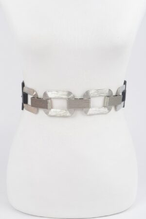 Faux Leather Plus-Size Belt with Multi-Metal Buckles