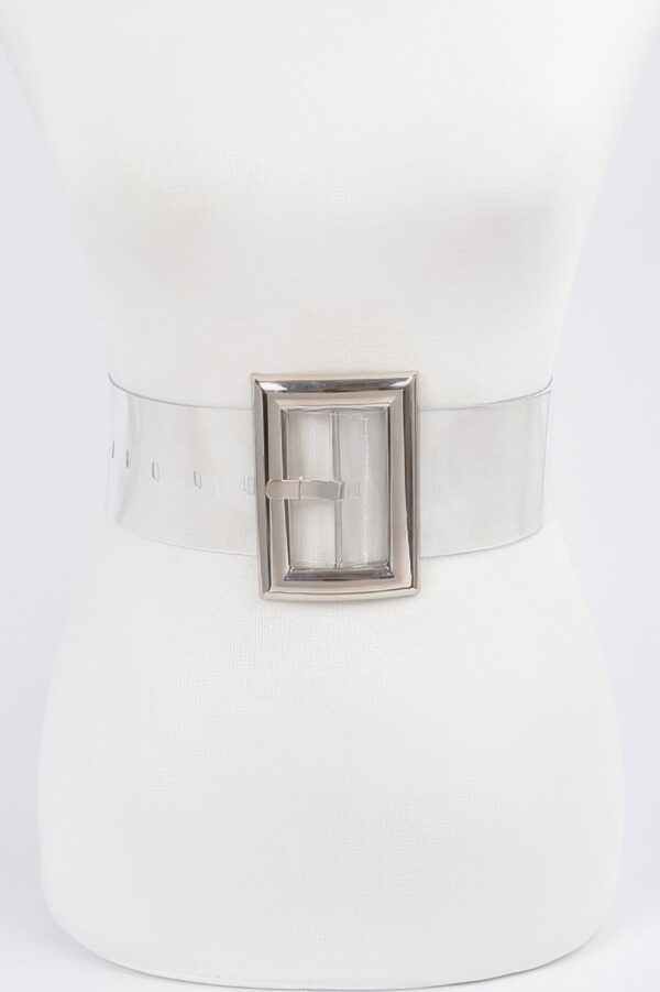 Oversized Transparent PVC Belt with Gold Buckle