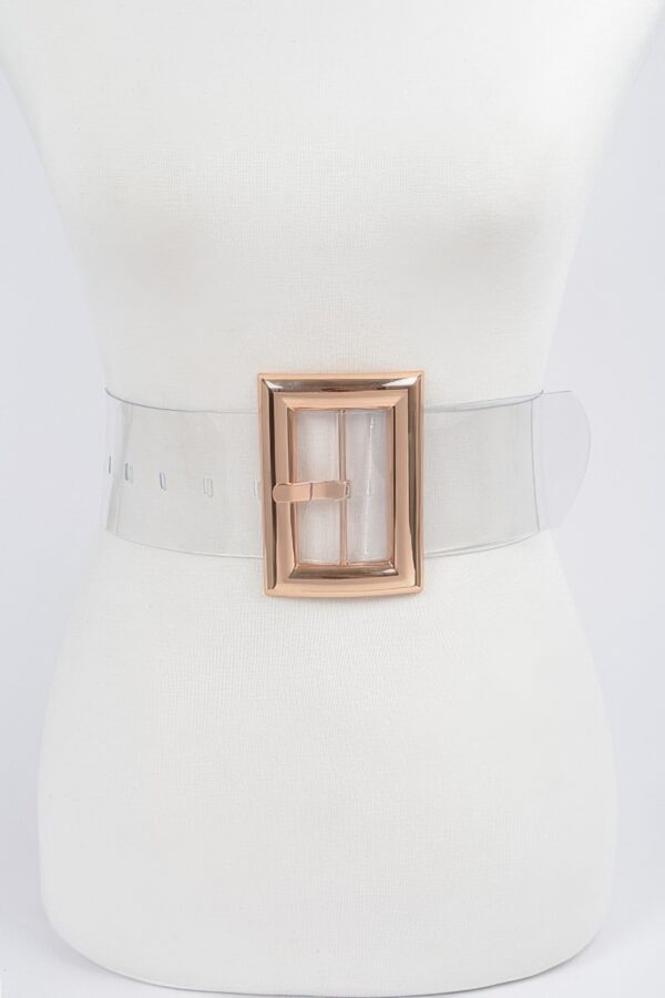 Oversized Transparent PVC Belt with Gold Buckle