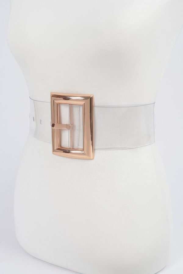 Oversized Transparent PVC Belt with Gold Buckle