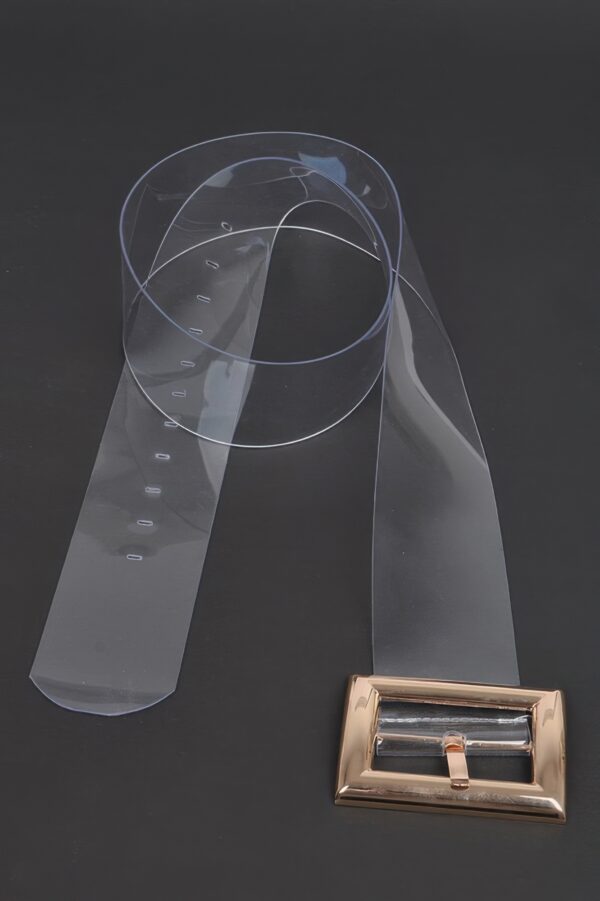 Oversized Transparent PVC Belt with Gold Buckle