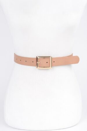 Faux Leather Belt with Square Buckle – Minimalist