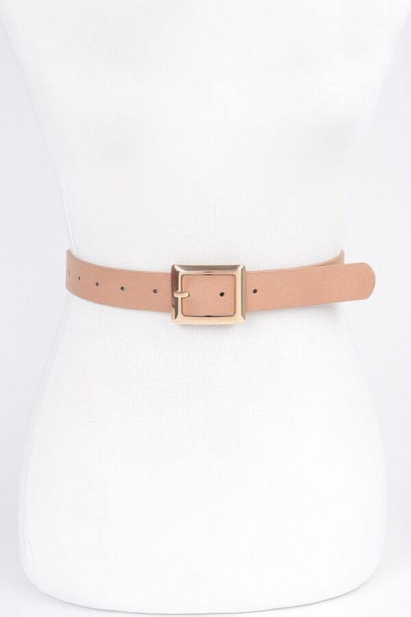 Faux Leather Belt with Square Buckle – Minimalist